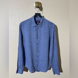 UNTUCKit Men's Casual Linen Blue Button-Down Shirt